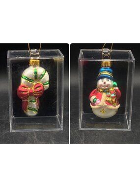 Unique Treasures Snowman & Candy Cane Christmas Ornament LOT 2